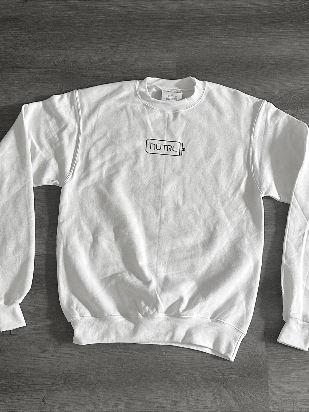 Champion Graphic White Nutrl Logo Pullover Sweatshirt  Embroidered Logo Size S